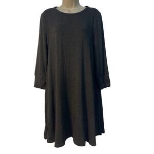 Workshop Republic Clothing Gray Long Sleeve Swing Dress‎ Large Rayon Spandex L